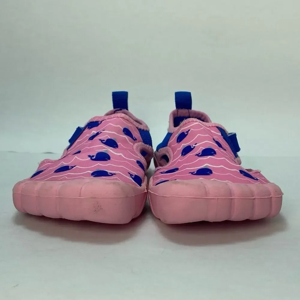 NEWTZ Water Shoes Pink with Blue Whales Youth Size 11/13